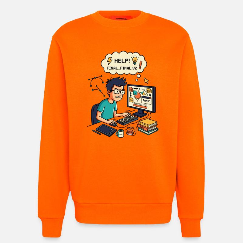 Graphic Designer Chaos Export Panic - Sweatshirt - made by SPREAD  - SUNSET ORANGE