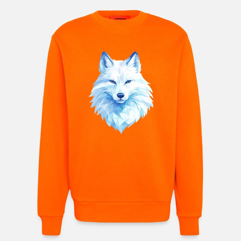 Polygon Wolf Eis Blau– Modern Art - Sweat bio décontracté fabriqué en UE - SUNSET ORANGE