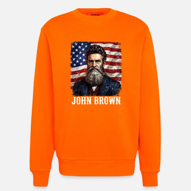 John Brown drapeau des États-Unis. - Sweat bio décontracté fabriqué en UE - SUNSET ORANGE
