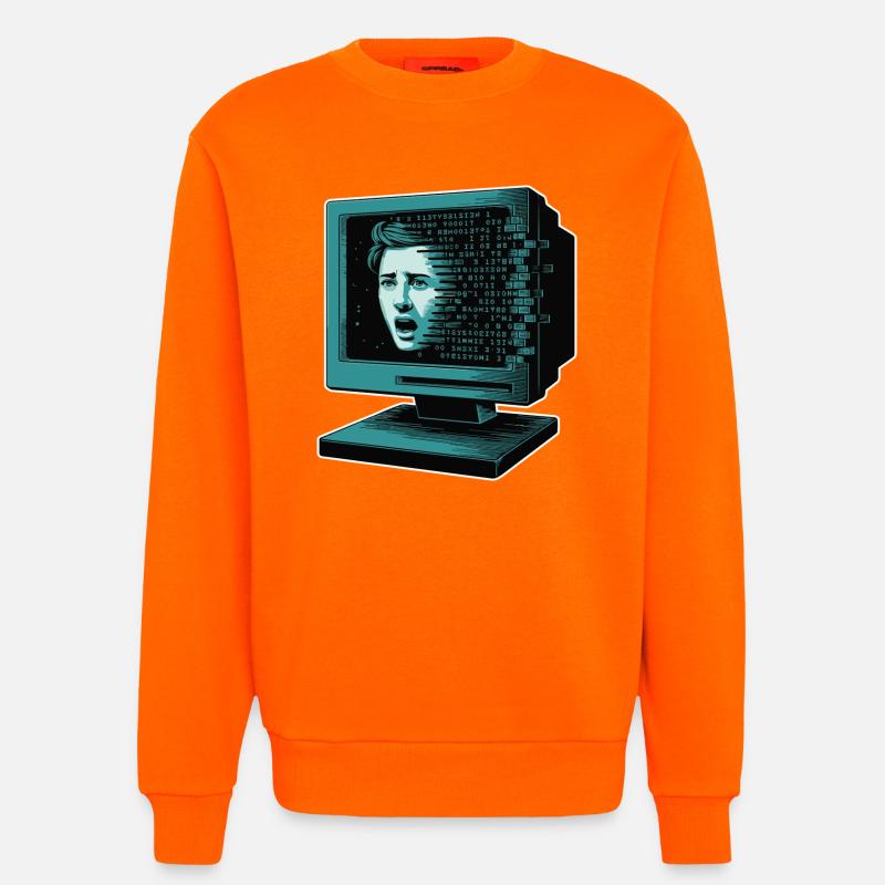Retro-Computer Schrecken-  Retroglitch KI - Sweatshirt - made by SPREAD  - SUNSET ORANGE