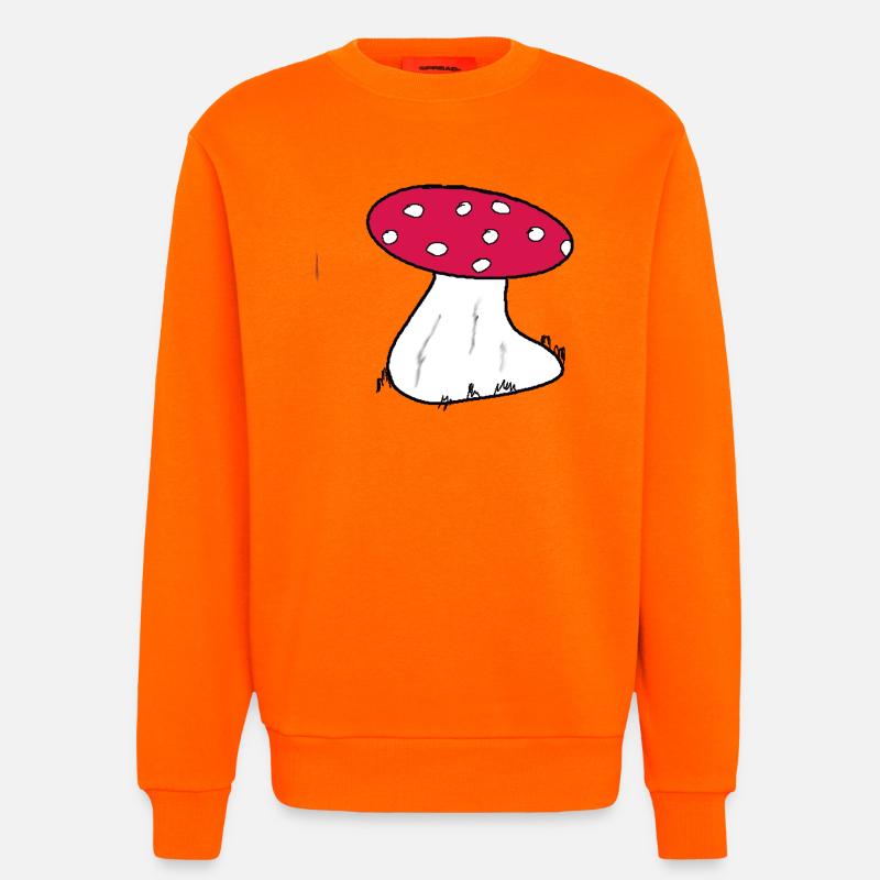 Red Toadstool Cartoon Pattern - Sweatshirt - made by SPREAD  - SUNSET ORANGE