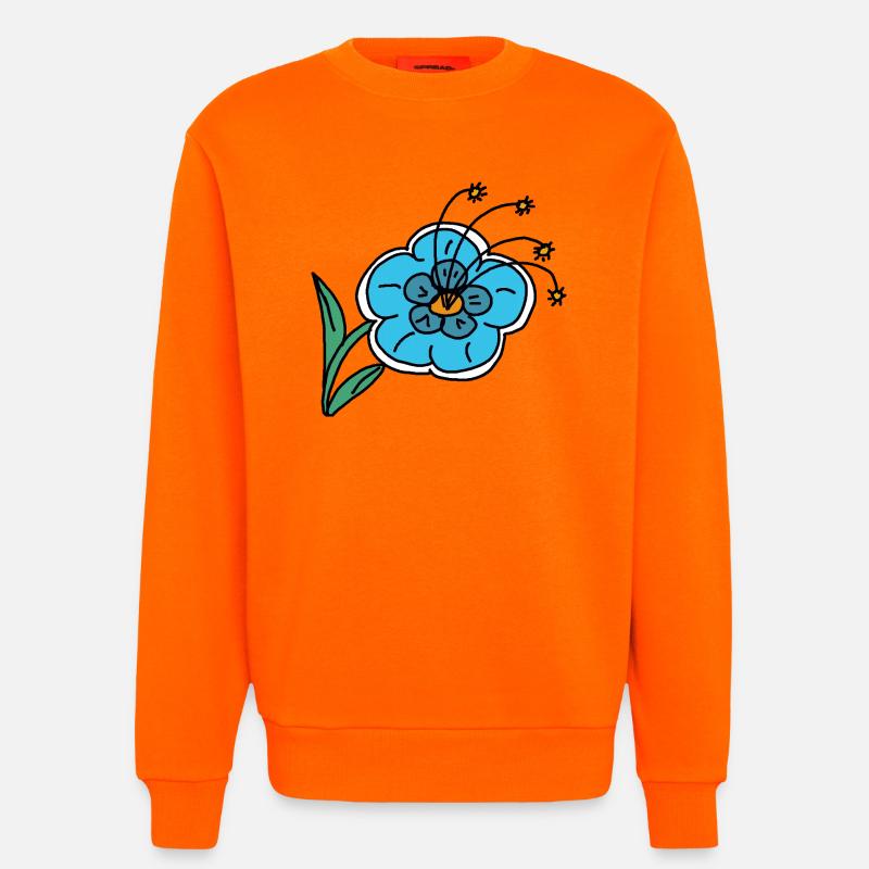 Handgezeichnete blaue Blume Kinder Kind - Sweatshirt - made by SPREAD - SUNSET ORANGE
