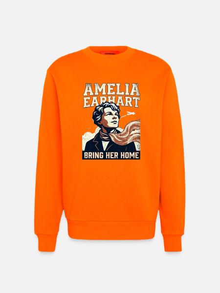 Amelia Earhart – Bring Her Home - Sweatshirt - made by SPREAD  - SUNSET ORANGE