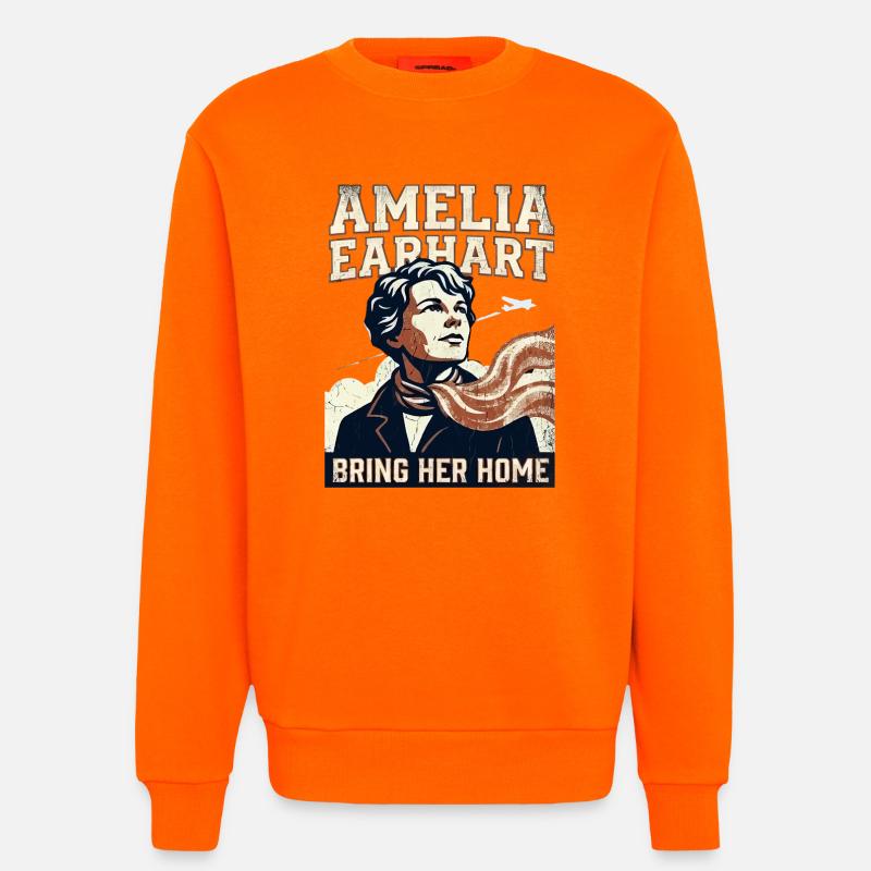 Amelia Earhart – Bring Her Home - Sweatshirt - made by SPREAD  - SUNSET ORANGE