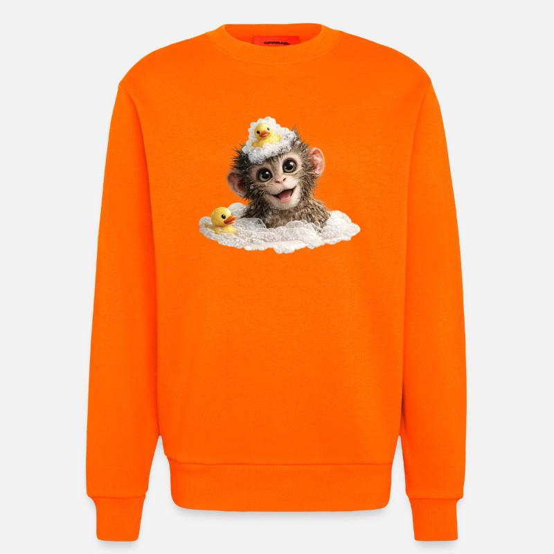 Badezeit-Affenchen mit Badeente - Sweatshirt - made by SPREAD  - SUNSET ORANGE