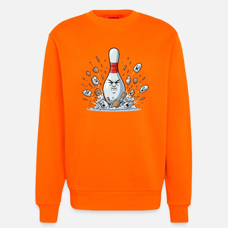 Exploding Bowling Pin Cartoon - Sweatshirt - made by SPREAD  - SUNSET ORANGE