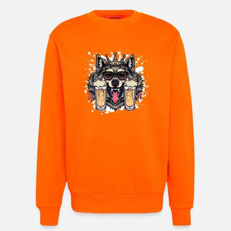 Wolf Bier Lustig - Sweatshirt - made by SPREAD - SUNSET ORANGE