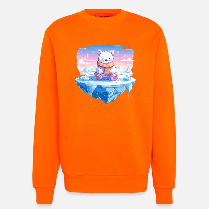 Polarlicht-Bär auf Eis - Sweatshirt - made by SPREAD  - SUNSET ORANGE