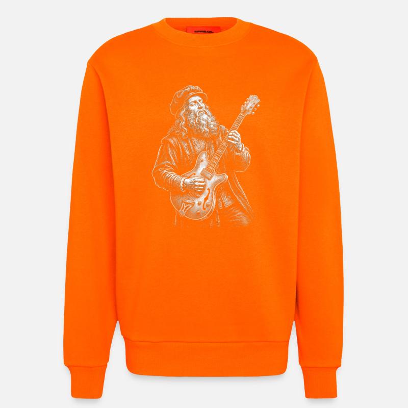 Leonardo Da Vinci plays guitar - Sweatshirt - made by SPREAD  - SUNSET ORANGE