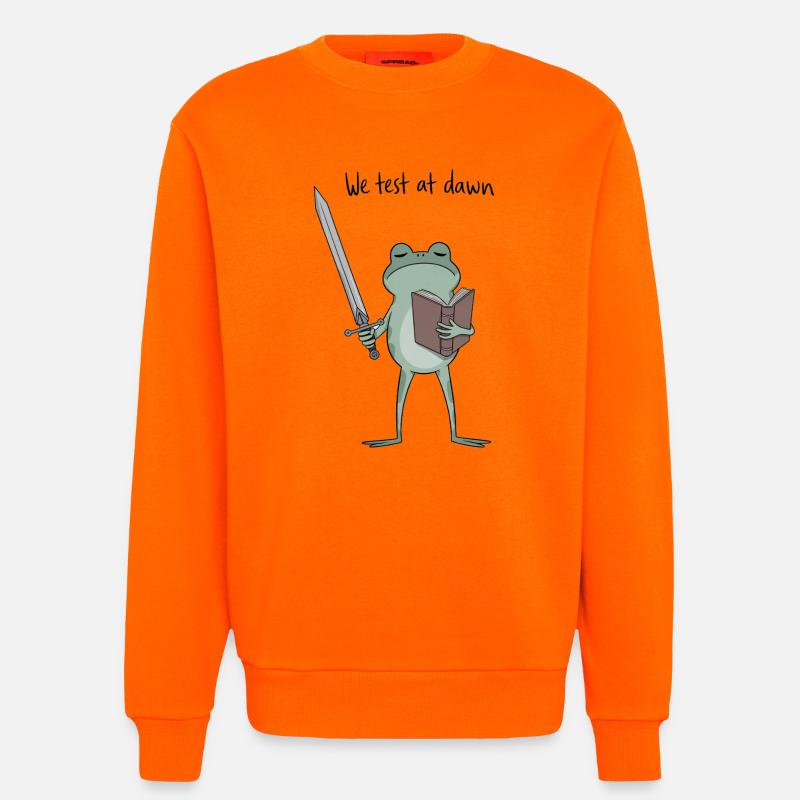 Dawn Duel Frog : Épée & Tome - Sweat bio décontracté fabriqué en UE - SUNSET ORANGE