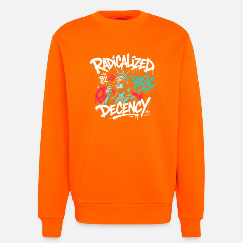 Radikalisierte Basic Decency Graffiti - Sweatshirt - made by SPREAD - SUNSET ORANGE
