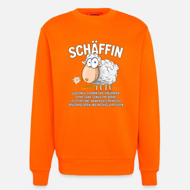 Schäffin - Alpha Schaf mit Sonnenbrille - Sweatshirt - made by SPREAD  - SUNSET ORANGE