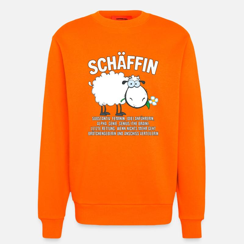 Schäffin - Alpha Schaf mit Sonnenbrille - Sweatshirt - made by SPREAD - SUNSET ORANGE