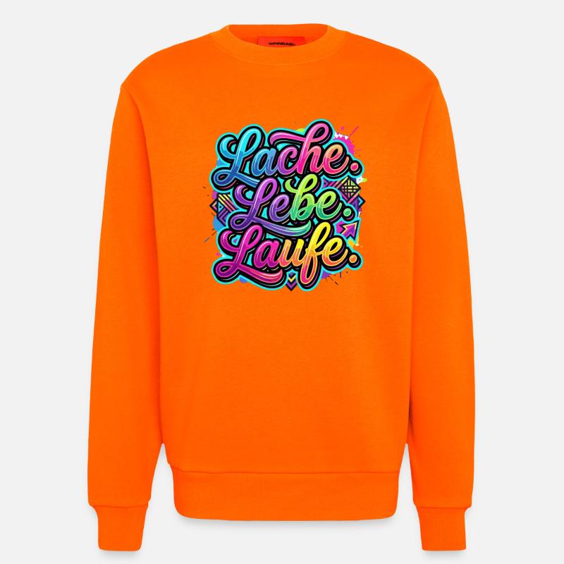 Laugh Live Run Graffiti - Sweatshirt - made by SPREAD - SUNSET ORANGE