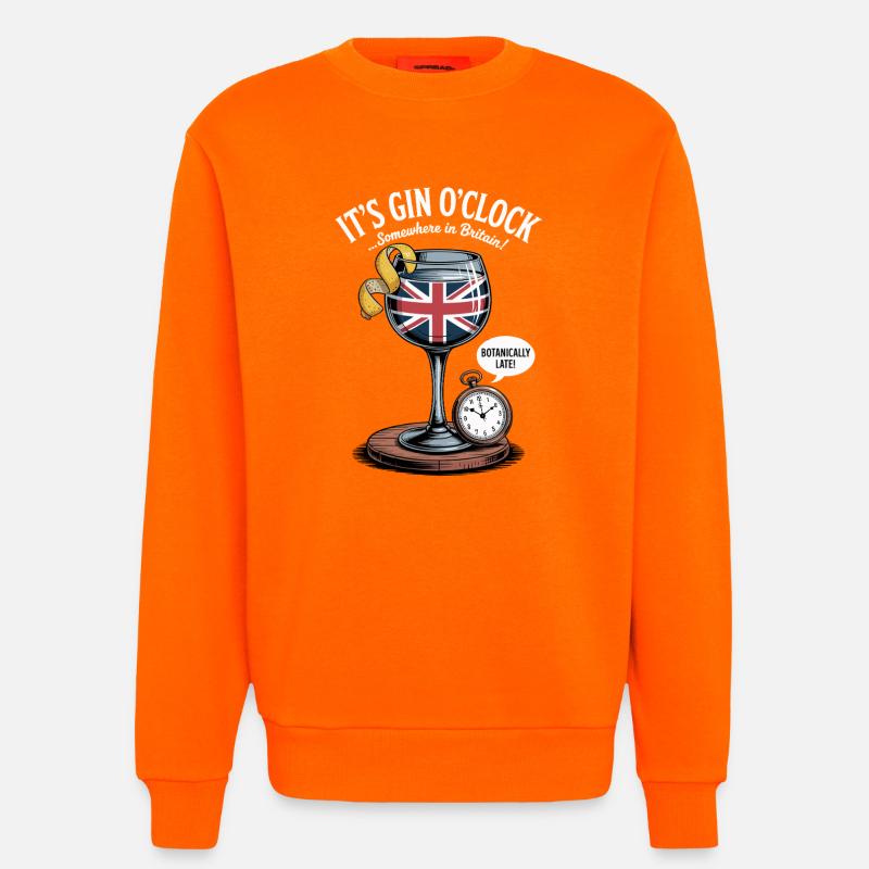 Gin O'Clock Britischer Humor - Sweatshirt - made by SPREAD  - SUNSET ORANGE