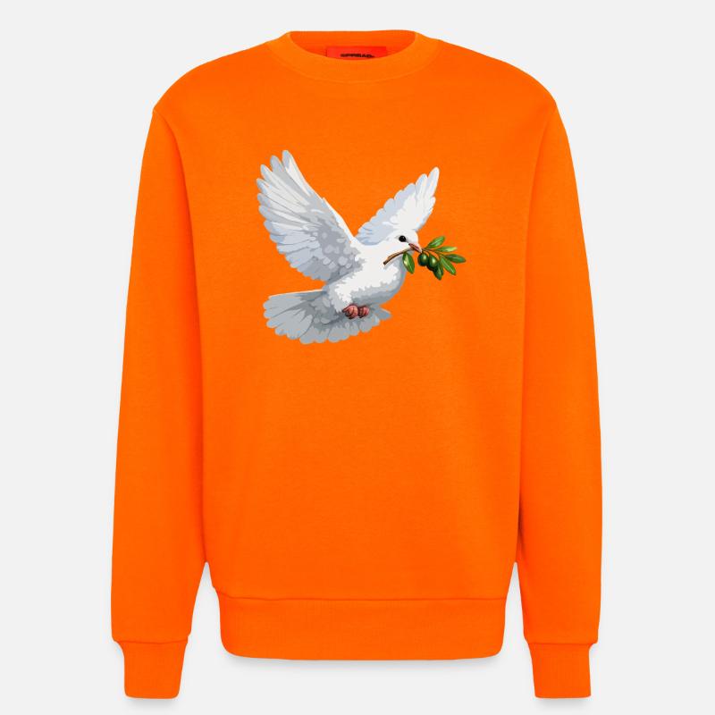 Colombe à la branche d’olivier - Sweat bio décontracté fabriqué en UE - SUNSET ORANGE