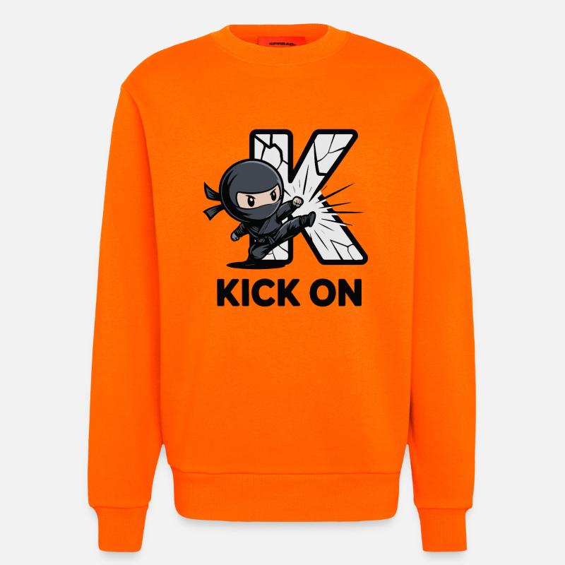 Ninja Kick Through K Logo - Sweat bio décontracté fabriqué en UE - SUNSET ORANGE