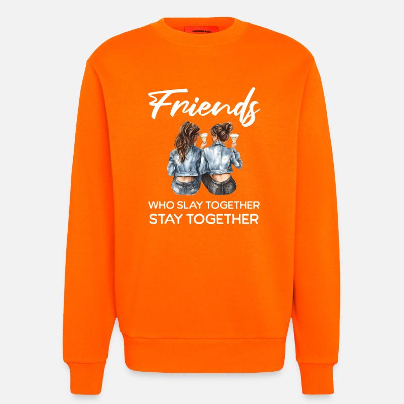 Les amis tuent ensemble - Sweat bio décontracté fabriqué en UE - SUNSET ORANGE