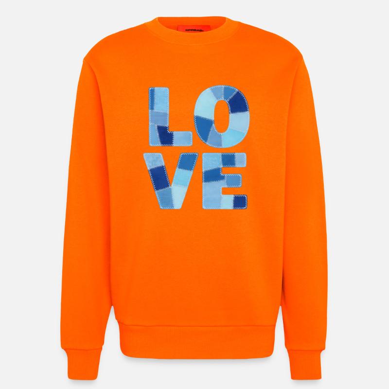 Patchwork Love Blue - Sweatshirt - made by SPREAD - SUNSET ORANGE