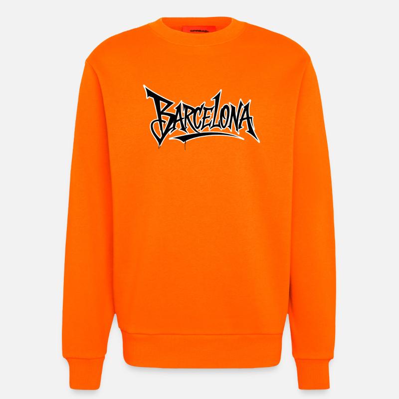 Lettrage de style graffiti de Barcelone - Sweat bio décontracté fabriqué en UE - SUNSET ORANGE