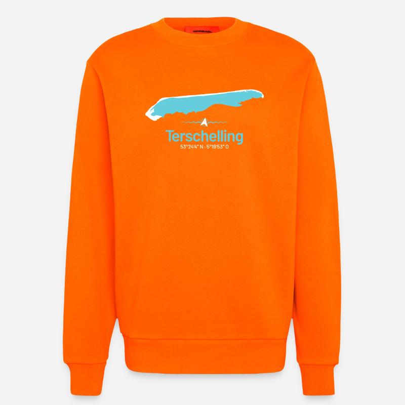 Terschelling | Carte de conception - Sweat bio décontracté fabriqué en UE - SUNSET ORANGE