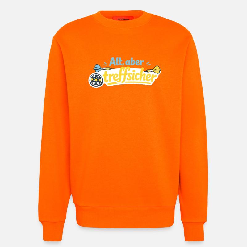 Alt, aber trefflich – Retro Darts - Sweatshirt - made by SPREAD - SUNSET ORANGE