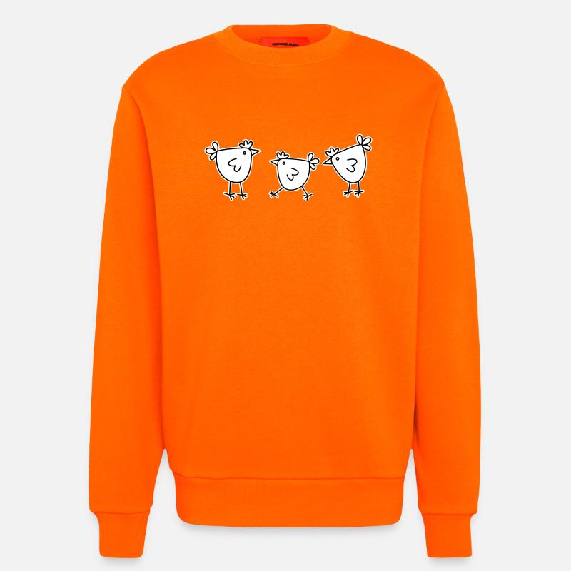 3 chickens hens feathered cattle - Sweatshirt - made by SPREAD  - SUNSET ORANGE