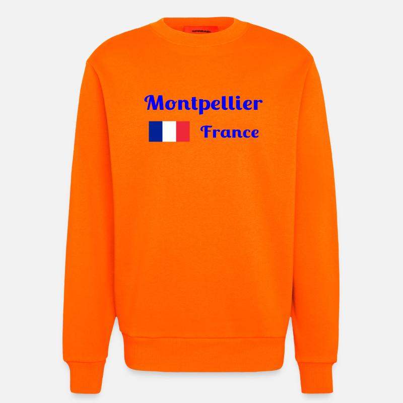 Montpellier, Frankreich - Stilvolle Drucke - Sweatshirt - made by SPREAD  - SUNSET ORANGE