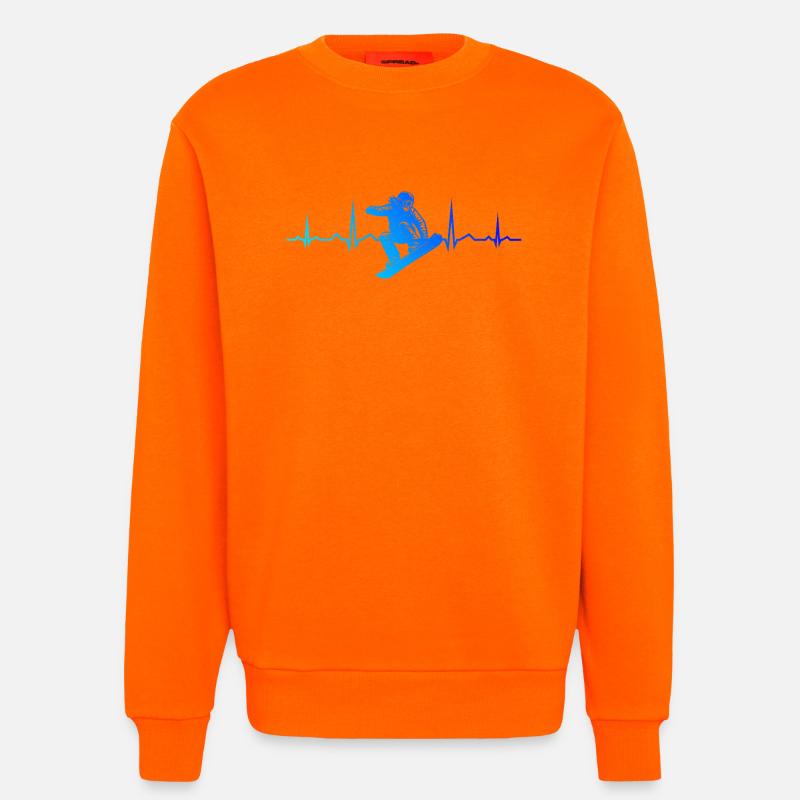 Illustrations de snowboard pour votre tenue - Sweat bio décontracté fabriqué en UE - SUNSET ORANGE