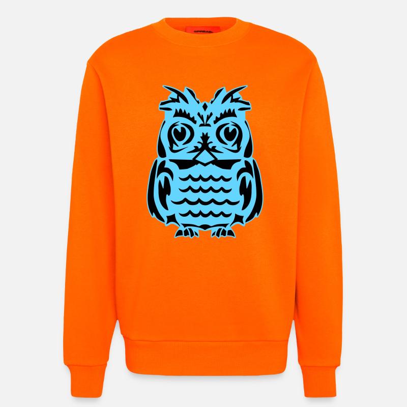 Lichtblaue abstrakte Eule - Sweatshirt - made by SPREAD  - SUNSET ORANGE