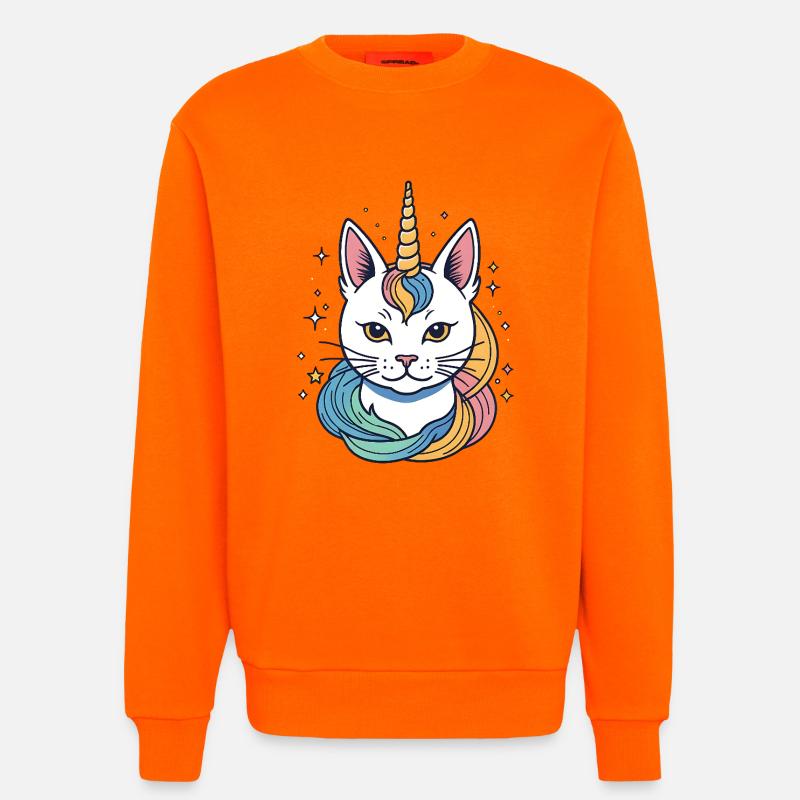 Regenbogen Einhorn Katze - Sweatshirt - made by SPREAD  - SUNSET ORANGE