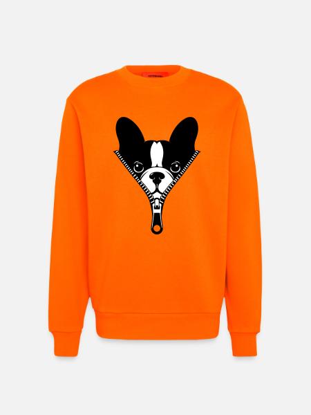 French Bulldog in a Zipper - Sweatshirt - made by SPREAD - SUNSET ORANGE