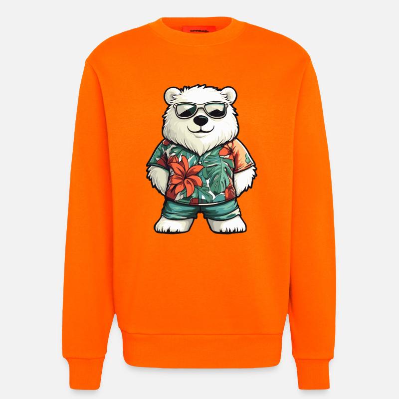 Polar Bear Comic Vacation - Sweatshirt - made by SPREAD  - SUNSET ORANGE