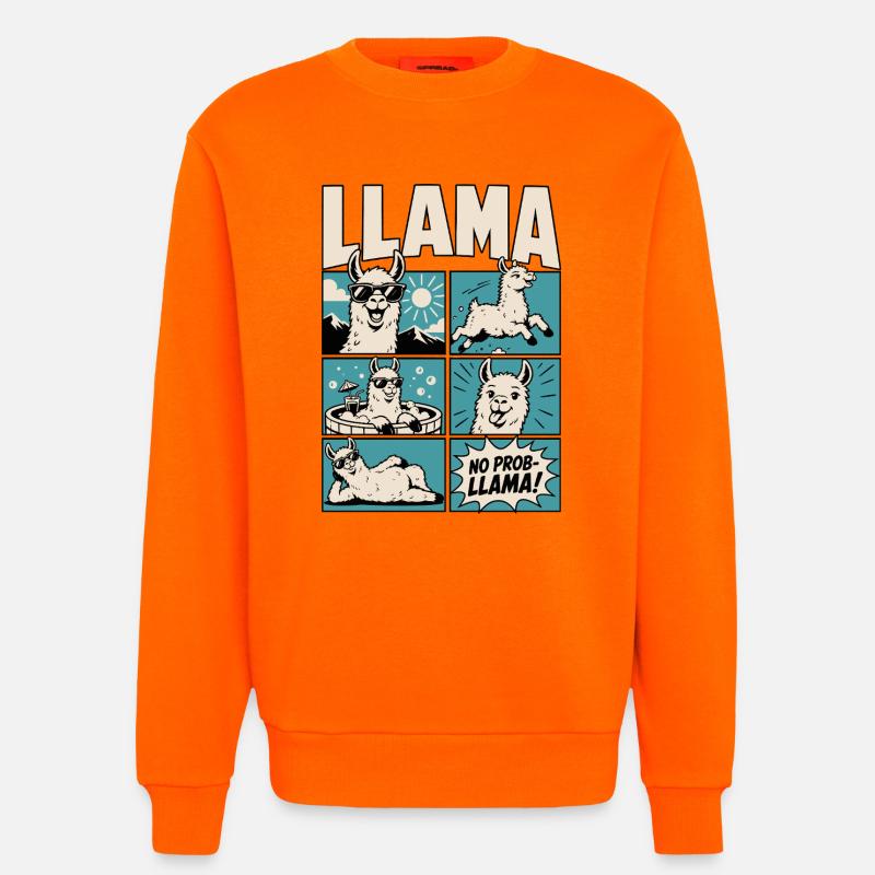 Chill Llama Comic Design - Sweatshirt - made by SPREAD  - SUNSET ORANGE