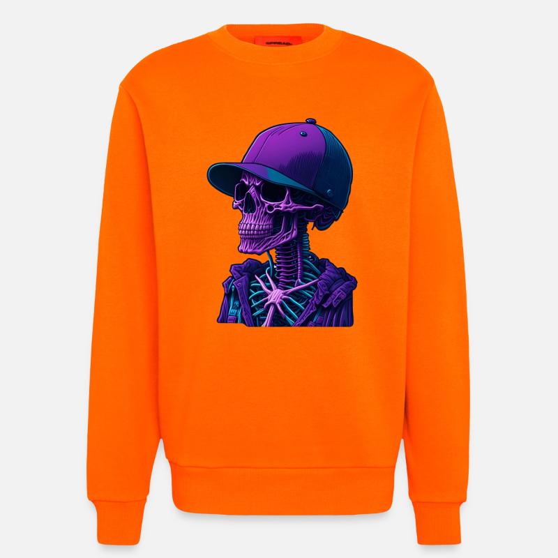 Skelett mit Kappe - Sweatshirt - made by SPREAD  - SUNSET ORANGE