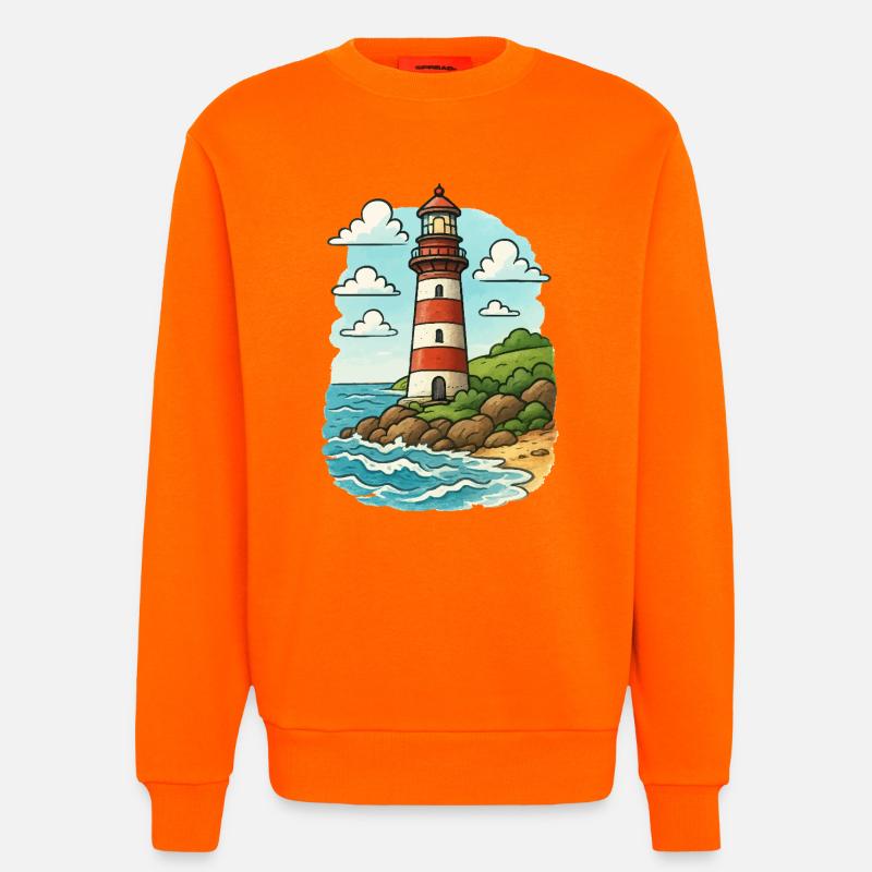 Lighthouse on the coastal path - Sweatshirt - made by SPREAD  - SUNSET ORANGE