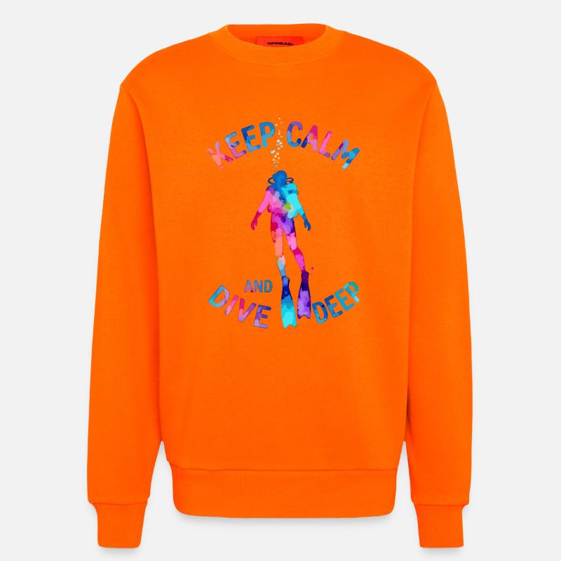 Keep Calm Dive Deep Bunter Taucher - Sweatshirt - made by SPREAD  - SUNSET ORANGE