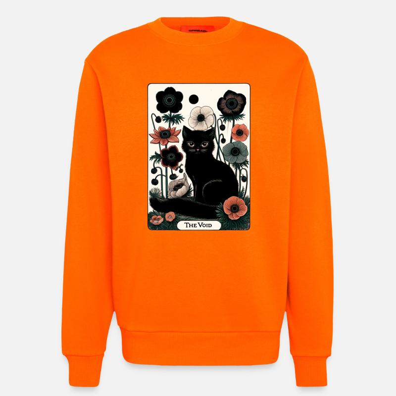 Void Katze in Blüte Tarot - Sweatshirt - made by SPREAD  - SUNSET ORANGE