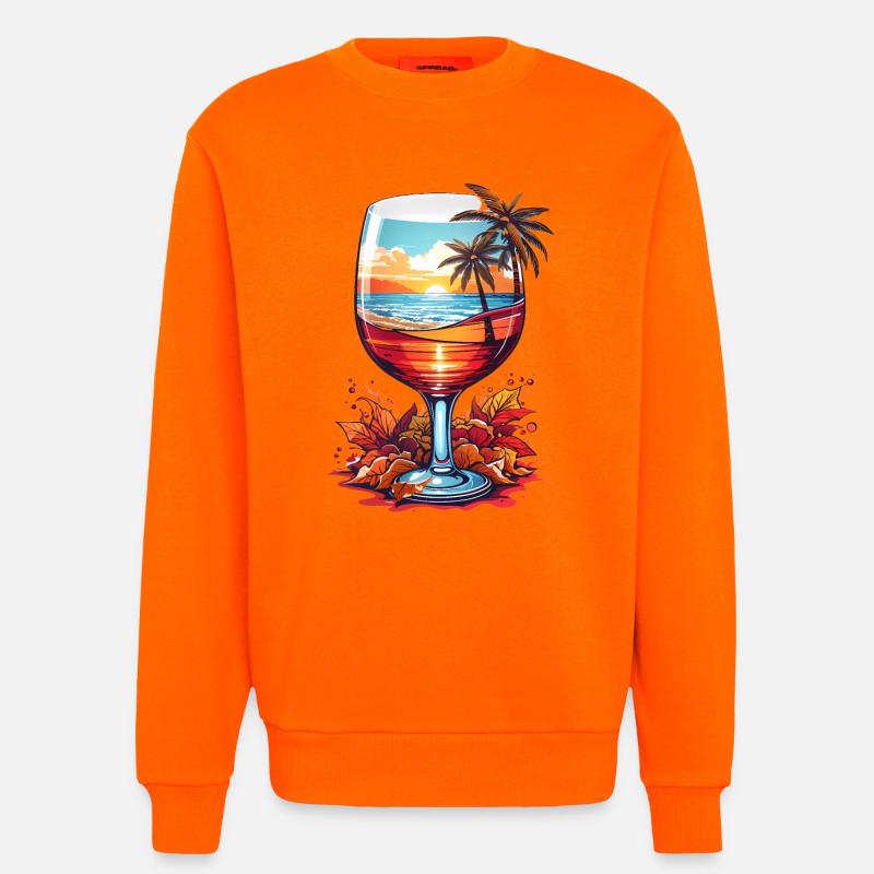 Strand Weinglas - Sweatshirt - made by SPREAD - SUNSET ORANGE