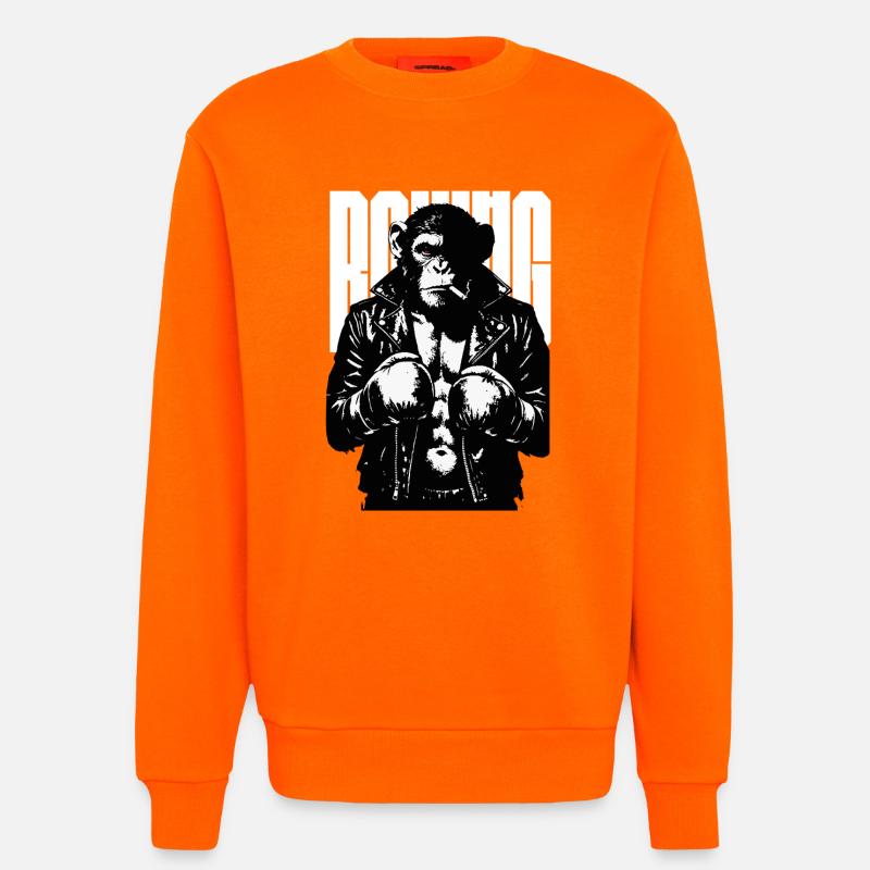 Monkey Boxer Rebel Monkey in Leder-Boxjacke - Sweatshirt - made by SPREAD  - SUNSET ORANGE