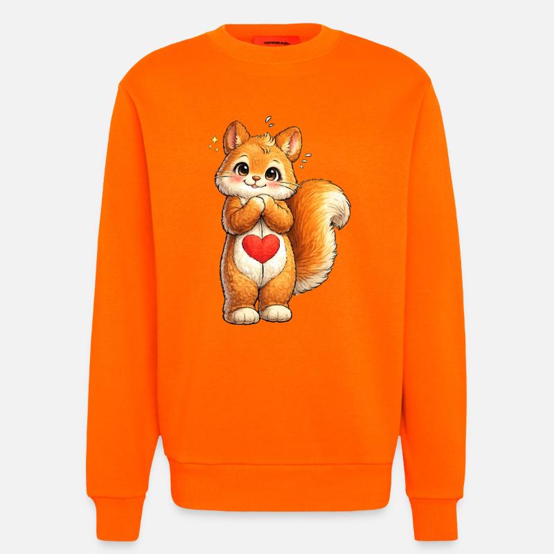 Schüchternes Eichhörnchen mit rotem Herz - Sweatshirt - made by SPREAD  - SUNSET ORANGE