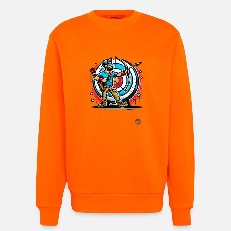 Super Archer – Arc et flèches - Sweat bio décontracté fabriqué en UE - SUNSET ORANGE