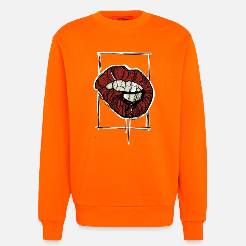 Red Lips Graphic Graphic Sketch - Sweatshirt - made by SPREAD  - SUNSET ORANGE