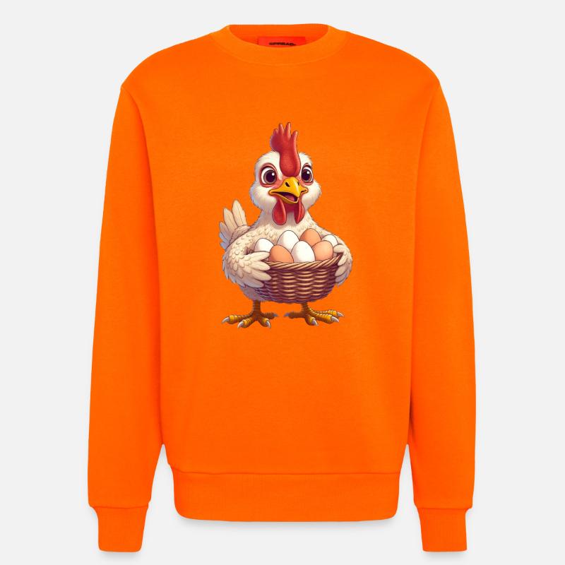 Huhn mit Eierkorb - Sweatshirt - made by SPREAD  - SUNSET ORANGE