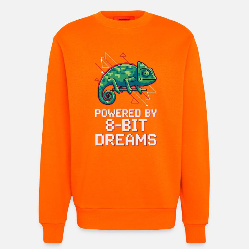 Powered 8-Bit Dreams – Pixel Chameleon - Sweatshirt - made by SPREAD  - SUNSET ORANGE