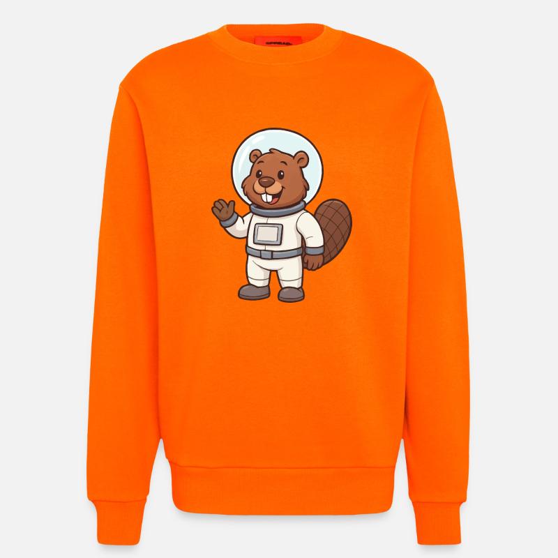 biber astronaut comic - Sweatshirt - made by SPREAD  - SUNSET ORANGE