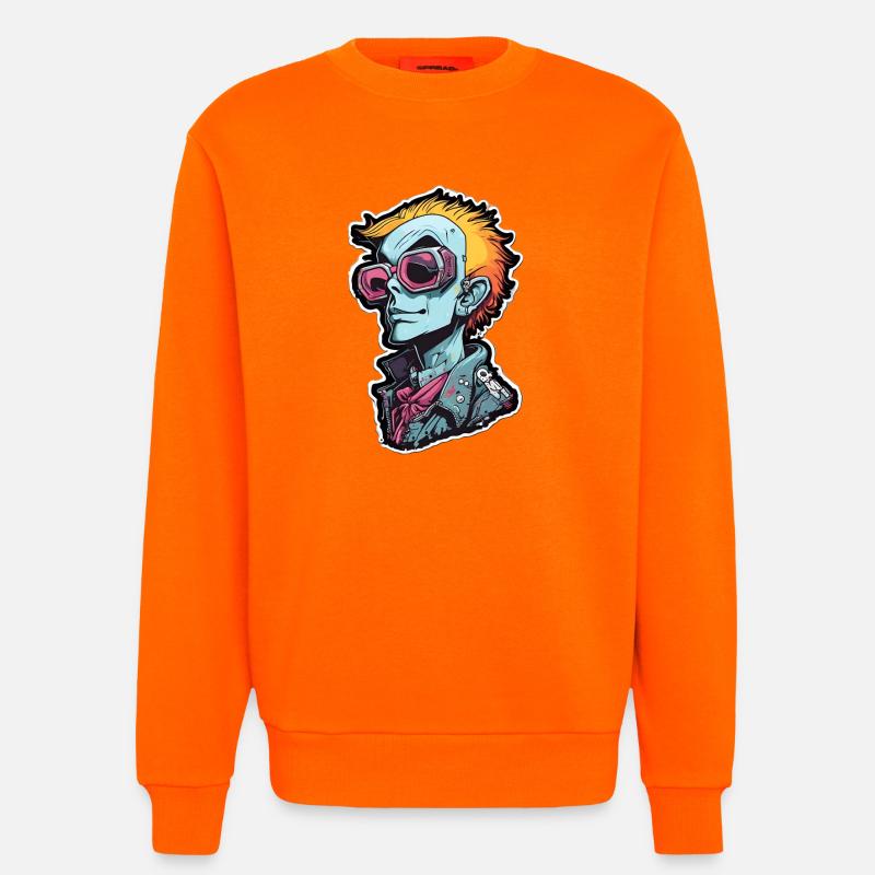 Blauer Punk mit Neon Goggles - Sweatshirt - made by SPREAD  - SUNSET ORANGE