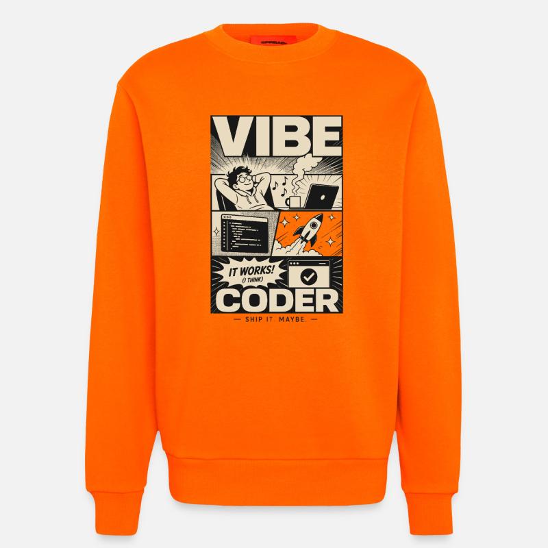 Vibe Coder Programmer Humor - Sweatshirt - made by SPREAD  - SUNSET ORANGE