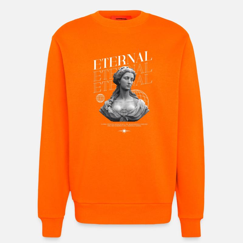 Bonté éternelle : Statue, collage globe - Sweat bio décontracté fabriqué en UE - SUNSET ORANGE