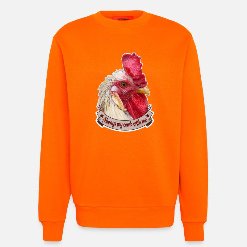 Kamm Hahnendesign prächtiger Hahn Hühner - Sweatshirt - made by SPREAD  - SUNSET ORANGE